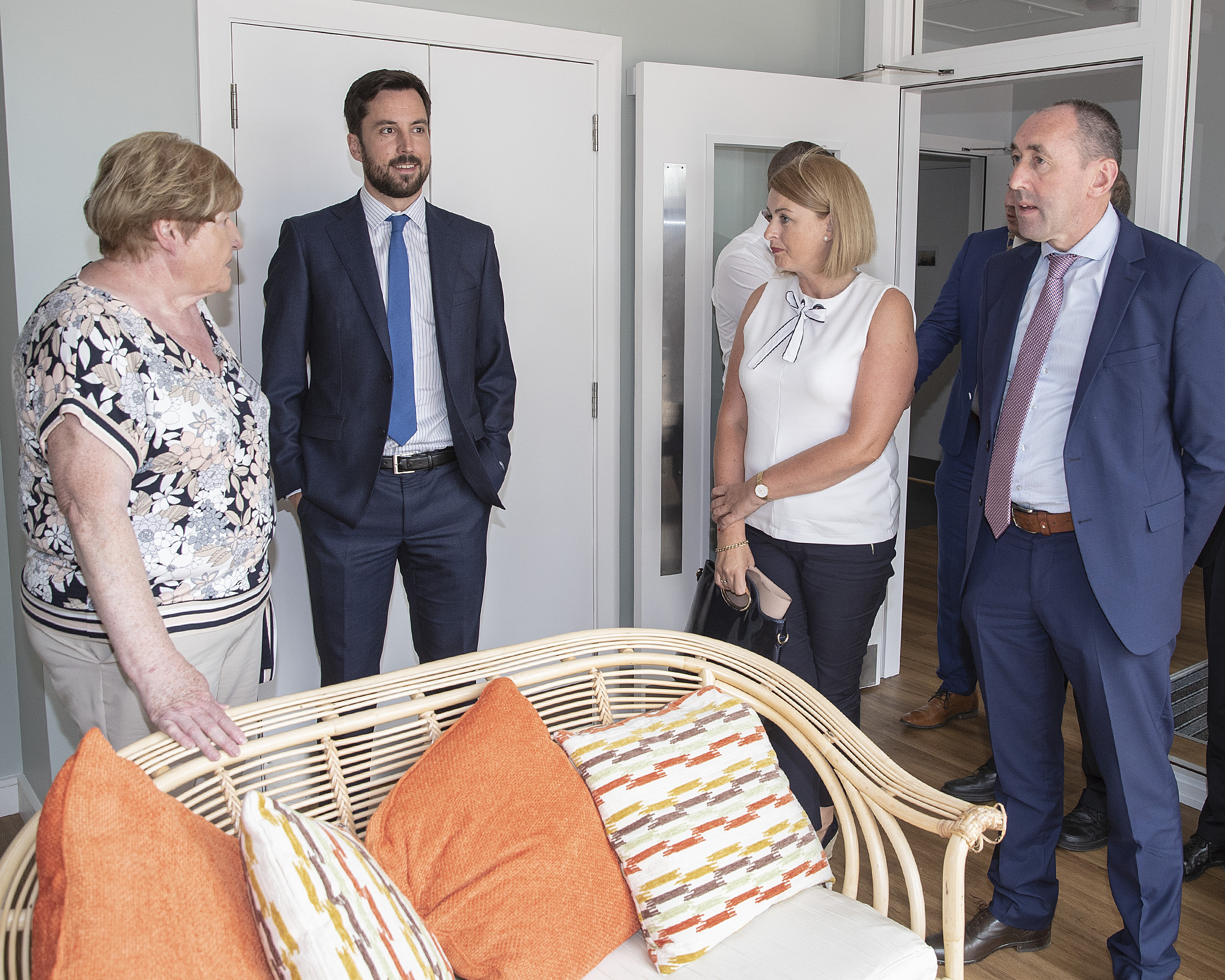 Eileen Brophy Chairperson Tinteán shows Eoghan Murphy TD, Aoife Fitzgerald Disability Manager HSE Area 5 and Pat Deering TD around the Tinteán Willow residents. Photo: Thomas Nolan Photography.